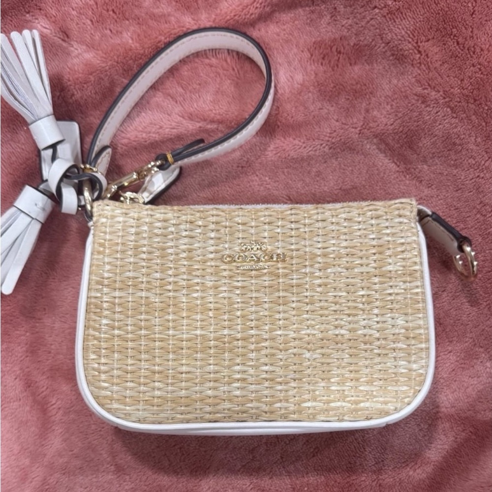 NWT Coach Beige and White Woven Nolita 15